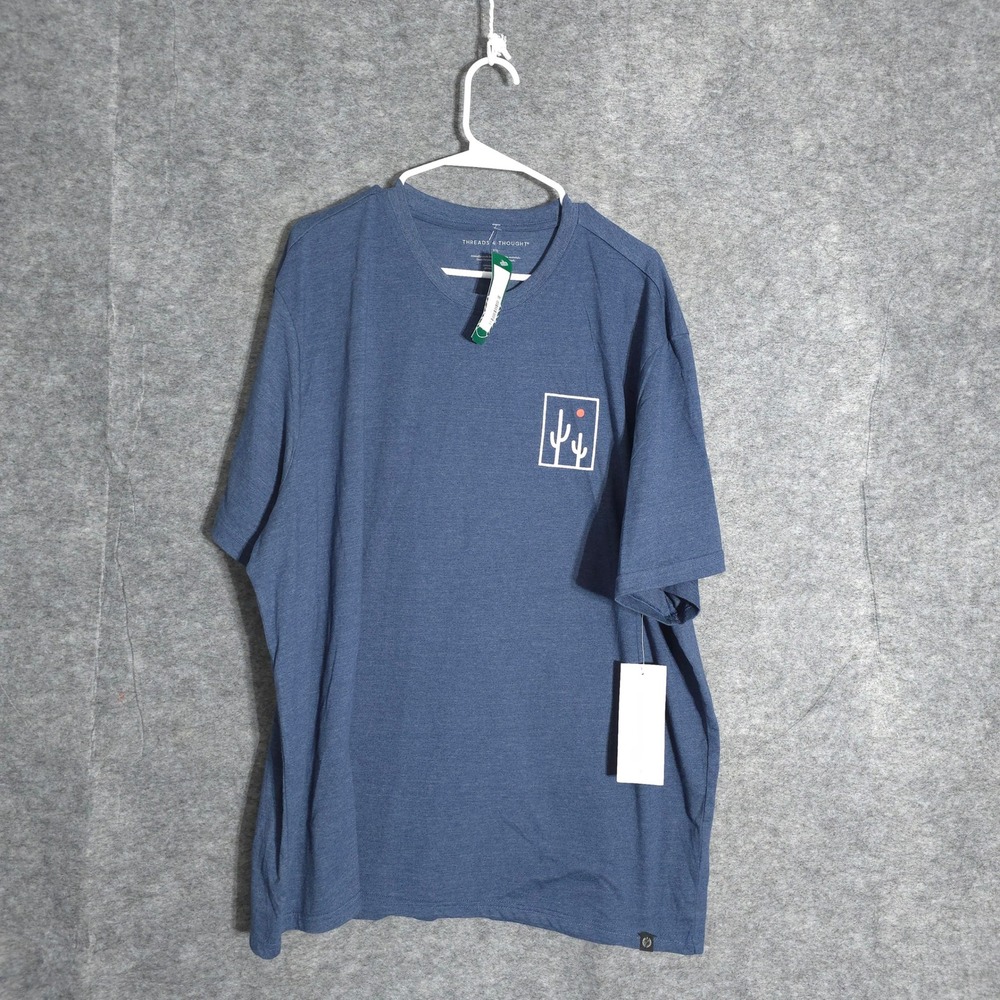 Threads 4 Thought Cactus Sun Graphic Tee Mens XXL Blue Sustainable Eco-Friendly